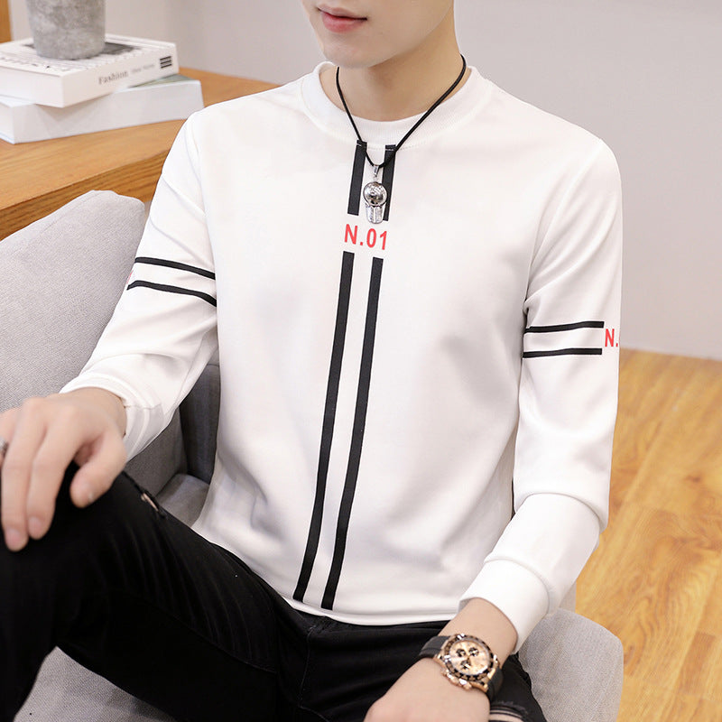 Printed Long-Sleeve Men's T-Shirt, Casual Fashion