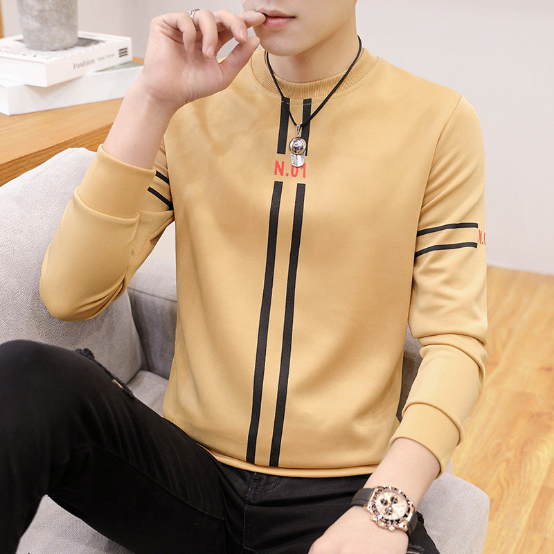 Printed Long-Sleeve Men's T-Shirt, Casual Fashion