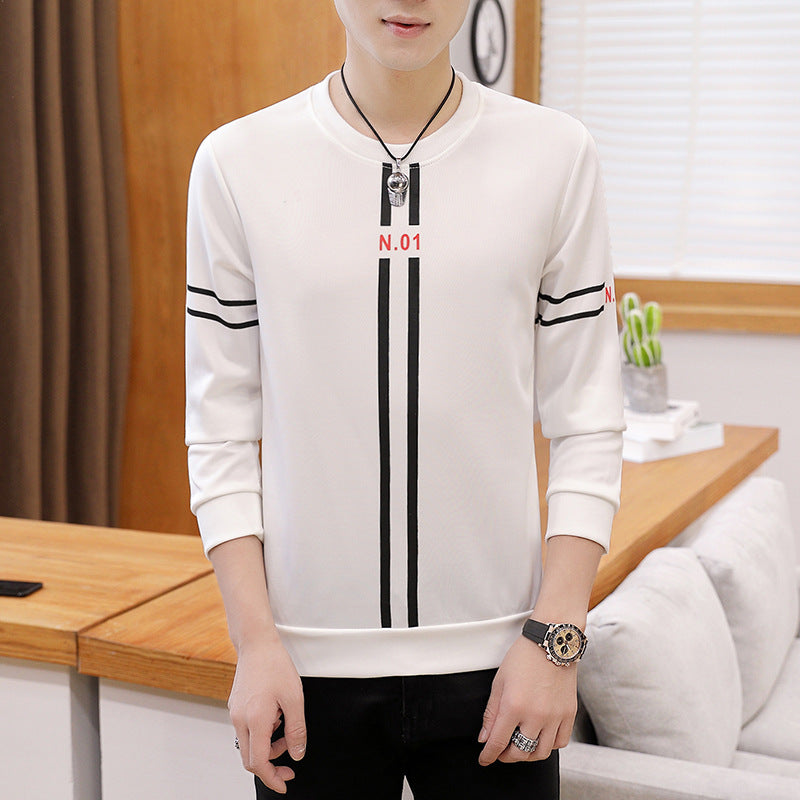 Printed Long-Sleeve Men's T-Shirt, Casual Fashion