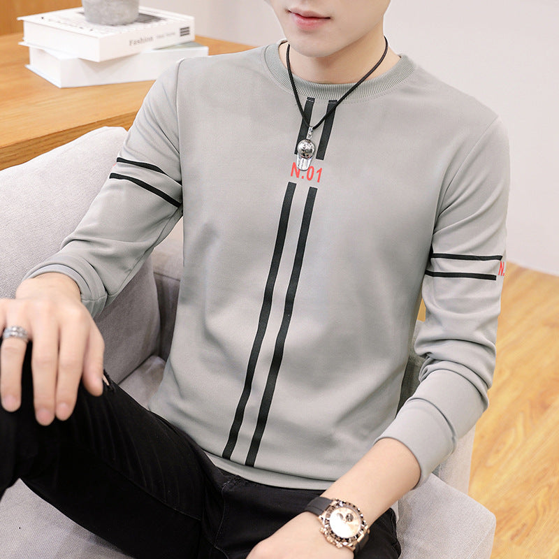 Printed Long-Sleeve Men's T-Shirt, Casual Fashion