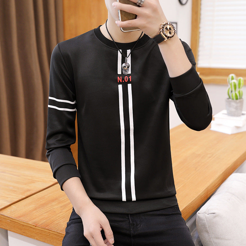 Printed Long-Sleeve Men's T-Shirt, Casual Fashion