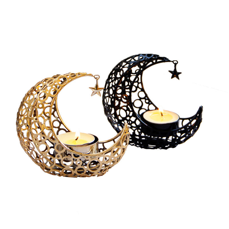 Moon Candlestick Metal Ornaments Modern Luxury Home Décor