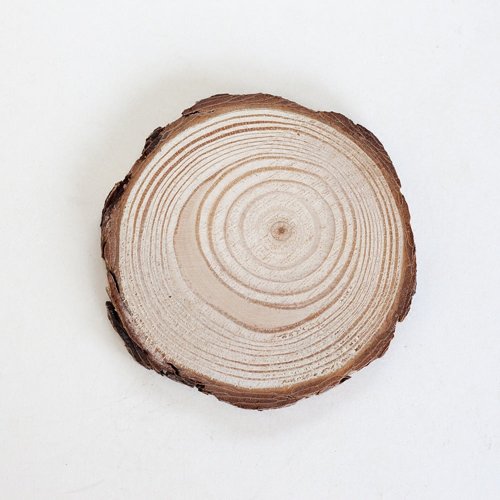 Natural Log Piece Aromatherapy Candle Round With Skin Pine Coaster Board