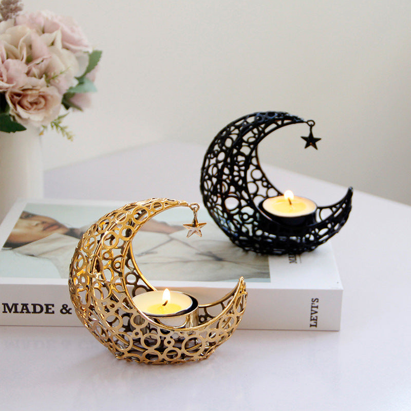 Moon Candlestick Metal Ornaments Modern Luxury Home Décor