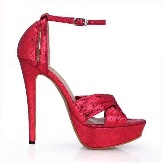 Fashion Red Burst Cracked Womens Shoes