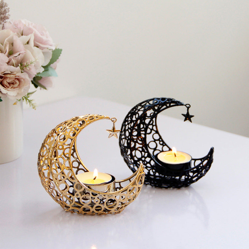 Moon Candlestick Metal Ornaments Modern Luxury Home Décor