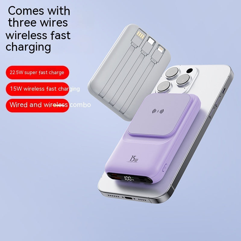 Magnetic Wireless Charger Power Bank With Cable Super Fast Charge Mobile Power 10000 MA